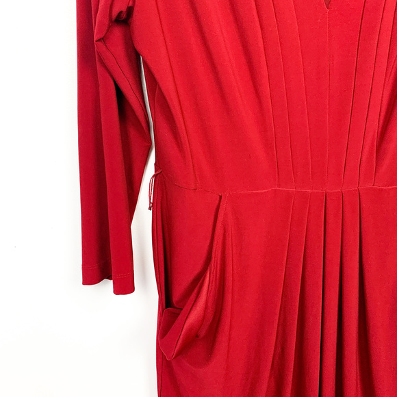 Jones New York V Neck Long Sleeve Red Formal Dress - Picture 5 of 9